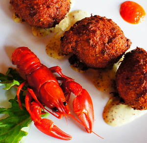 CRawfish fritters at Lost Pelican.JPG